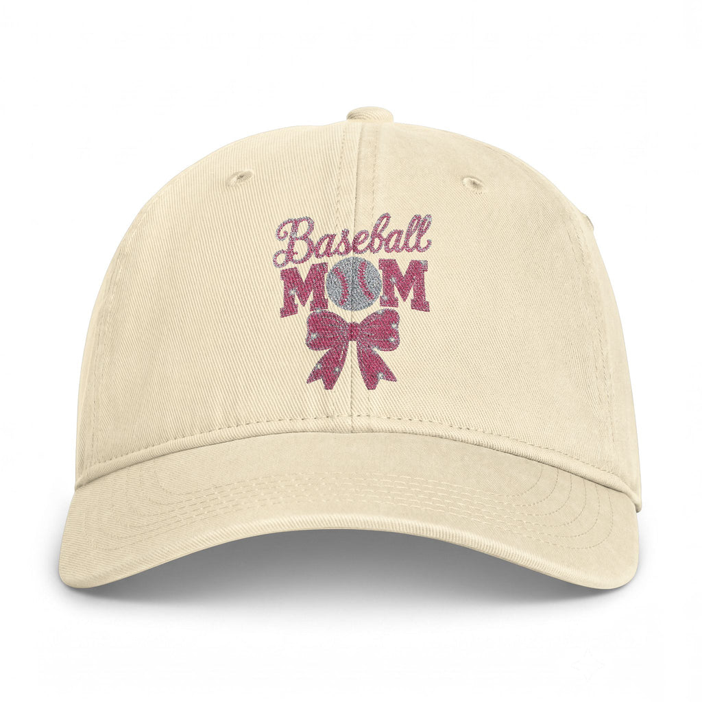 Baseball Mom Cap – Pink Glitter Graphic, Distressed Washed Trucker Hat, Gift for Moms