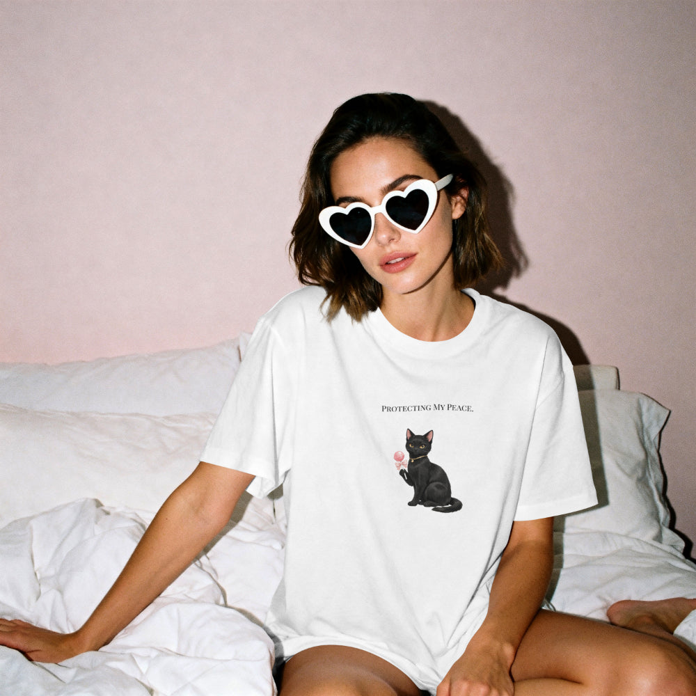 Black Cat Sitting Tee